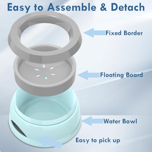Dog Water Bowl, No Spill Cat Slow Feeder Water Dispenser Portable Vehicle Carried Car Travel Bowls for Small Medium Pets Sloppy Messy Drinkers 25oz, Blue - color: Blue