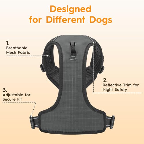 No Pull Dog Harness, No Chock Reflective Adjustable Soft Padded Pet Vest with Easy Control Handle, Easy Wearing with Stylish, Reinforced Knot, 2 Buckles - color: Pearl Platinum, size: X-Small