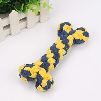 Dog Rope Toy Bone Pet Teeth Cleaning Toy - 2 Handmade Gifts for Puppies - color: colorful bone
