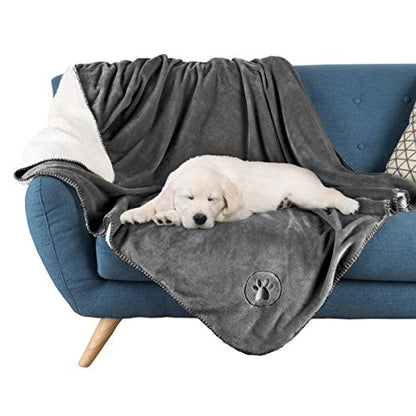 Waterproof Pet Blanket Collection– Reversible Throw Protects Couch, Car, Bed from Spills, Stains, or Fur – Dog and Cat Blankets by PETMAKER Dark Gray Large - color: Dark Gray, size: Small