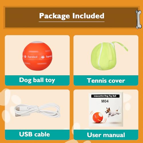 PetDroid Interactive Dog Toys Dog Ball, [Newly Upgraded] Durable Motion Activated Automatic Rolling Ball Toys for/Small/Medium/Large Dogs,USB Rechargeable(Orange) - color: Orange