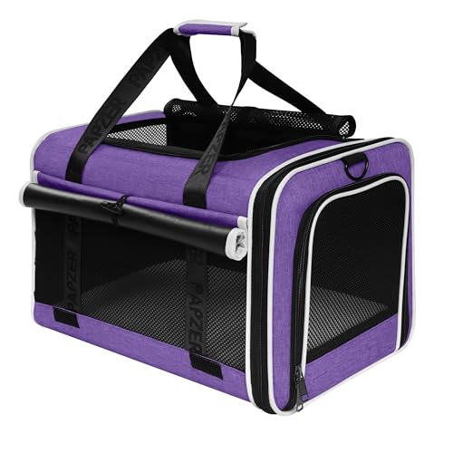 Top Open Medium Pet Carrier Roll Up Flap for Anxious Cat, Soft-Sided Small Pet Travel Crate Vet Friendly, Little Animal Yorkie Kennel Bag Suitcase Luggage Sleeve, 18x11x11 Inch Purple - color: Purple