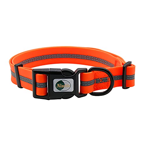 NIMBLE Dog Collar Waterproof Pet Collars Anti-Odor Durable Adjustable PVC & Polyester Soft with Reflective Cloth Stripe Basic Dog Collars S/M/L Sizes (Medium (11.81”-18.5”inches), Orange) - color: Orange, size: Medium (11.81”-18.5”inches)