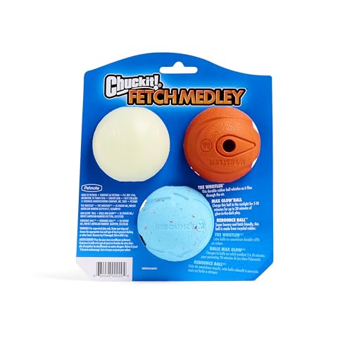 Chuckit Gen 1 Fetch Pack Dog Balls - Interactive Dog Toys, High-Bounce Fetch Ball, Floating Ultra and Rugged Balls, Durable - Size Medium, 2.5-inch Diameter, Set of 3 - size: Medium (2.5"), style: Fetch Pack 1
