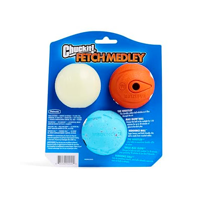 Chuckit Gen 1 Fetch Pack Dog Balls - Interactive Dog Toys, High-Bounce Fetch Ball, Floating Ultra and Rugged Balls, Durable - Size Medium, 2.5-inch Diameter, Set of 3 - size: Medium (2.5"), style: Fetch Pack 1