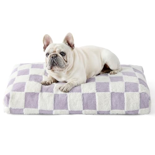 LE SURE Dog Beds Medium Size-Thick Shredded Chopped Foam Pet Bed as Gift for Indoor with Removable Cover, Cute Modern Fuzzy Plush & Anti Slip Bottom, Purple - color: Purple, size: 30.0"L x 20.0"W x 4.0"Th