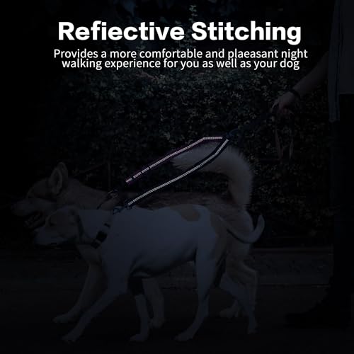 YAODHAOD Double Dog Leash,Two Dog Leash Splitter, No Tangle 360° Swivel Rotation Reflective Lead, Adjustable Length Bungee Heavy Duty Walking Training Dual Extension (Black + Rose red) - color: Black + Rose red
