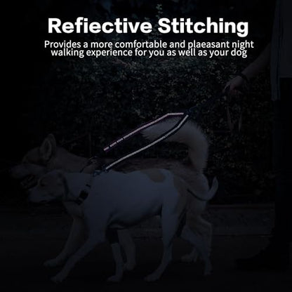 YAODHAOD Double Dog Leash,Two Dog Leash Splitter, No Tangle 360° Swivel Rotation Reflective Lead, Adjustable Length Bungee Heavy Duty Walking Training Dual Extension (Black + Rose red) - color: Black + Rose red