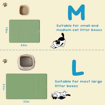 Cat Litter Mat, (33" X 21") Silicone Litter Trapping Mat - Waterproof/Urine Proof, Litter Box Mat - Keep the Floor Clean Green - color: Green, size: L