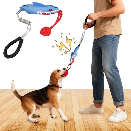 Dog tug of war Toy with Handle,Interactive Dog Pull Toy to Keep Them Busy with Squeak, Multifunctional Combination tug Toy with chew Ball - color: Single handle tug of war