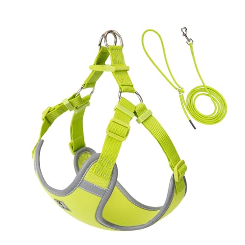 Dog Harness, Reflective No-Pull Pet Vest Harness for Small Medium Dogs, Adjustable Breathable Sandwich Mesh Fabric Harness for Walking Hiking Outdoor(Lemon Yellow, XXXXS) - color: Lemon Yellow, size: XXXXS