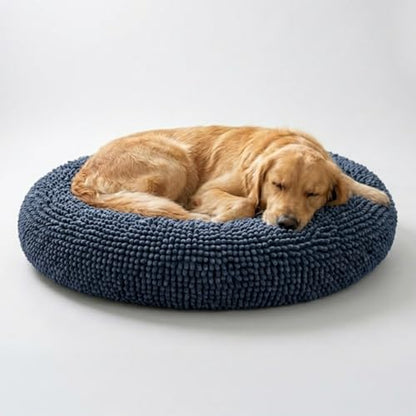 Muddy Mat® Cloud K-9 Bed for Dogs & Cats, Soft & Relaxing Donut Dog Bed, Chenille Material, Removable Cover, Washable & Dryer Safe–Navy Blue Large(40'x40') - color: Navy Blue, size: Large (40''X40'')
