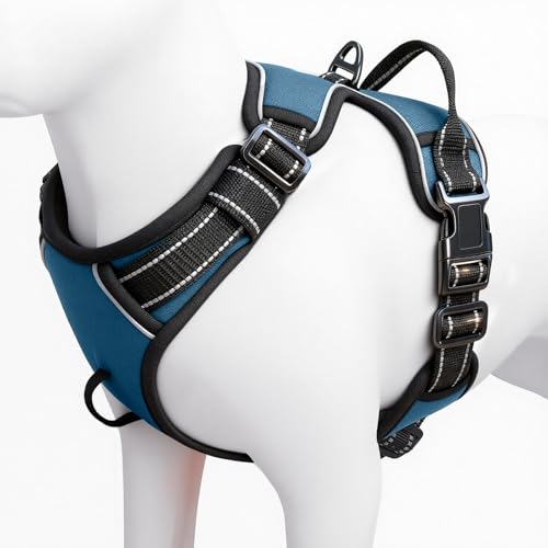 No Pull Dog Harness, No Chock Reflective Adjustable Soft Padded Pet Vest with Easy Control Handle, Easy Wearing with Stylish, Reinforced Knot, 2 Buckles - color: Abyss Navy, size: X-Small