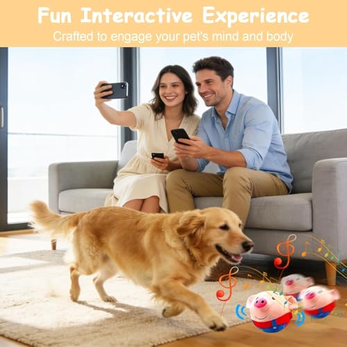 2026 New Interactive Dog Plush Toy - Rechargeable Squeaky Moving Ball with Talking Sound, Washable Cartoon Pig Design, Boredom & Anxiety Relief Pet Toy for Puppies Small Medium Dogs (Blue)
