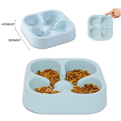 Healthy Slow Feeding Dog Bowl for French Bulldog -Slow Feeder Dog Bowl No Chocking Dog Cat Food Water Bowl with Four-Leaf Clover Pattern (Blue) - color: Blue