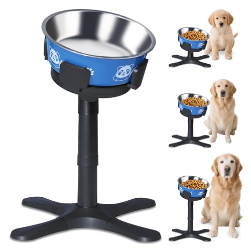 Elevated Dog Bowls 3 Height Adjustable Raised Bowl Stand with 42oz Stainless Steel Dog Food Bowls Tiltable Dogs Feeder Adjusts to 5.5",9.45",13.2" Non-Slip for Small Medium Large Dogs - color: With Bowls