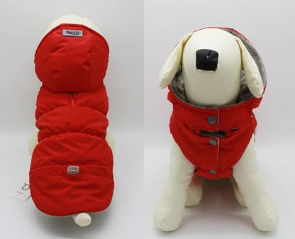 Warm Dog Coat Jacket with Detachable Hood Harness Hole Winter Coat Pet Clothes Dog Cold Weather Coats Cozy Snow Jacket Vest for Small Medium Large Dogs - Blake (Red, XX-Large) - color: Red, size: XX-Large
