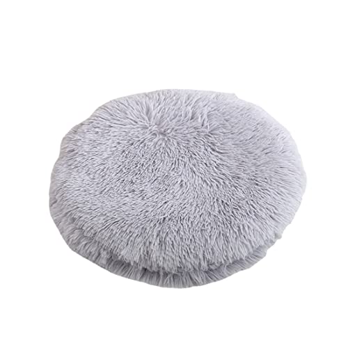 RICHRAIN Plush Cat Dog Cushion,Round Pet Warm Mat, PP Cotton Soft and Comfortable for Living Room (M, 47 cm, Light Gray) - color: Light Gray, size: M 47CM