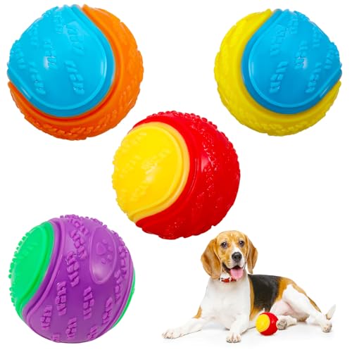 DragonflyDreams Dog Balls, 4-Pack Squeaky Dog Ball, Large and Medium Sized Dogs, Interactive Dog Toys for Play Exercise and Training 2.5 Inch Easy Catching Dog Toys