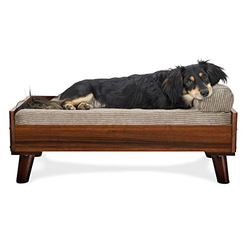 Furhaven Elevated Dog Bed Frame for 30" x 20" Medium Dog Beds, Easy Assembly - Mid-Century Modern Bed Frame - Walnut, Medium - color: Veneer Walnut, size: 30" x 20"