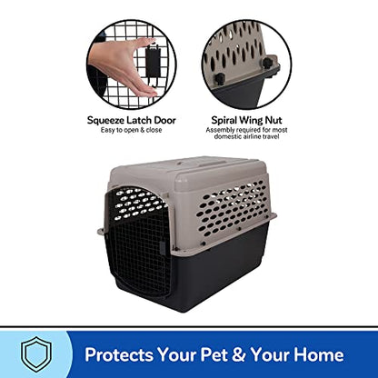 Petmate Vari Dog Kennel - Portable Dog Carriers & Crates for Large Dogs, Airline-Friendly, Durable Plastic, Pet Carrier For Home and Travel, 40 Inches, Taupe and Black - size: 40"L x 27"W x 30"H