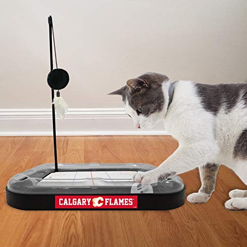 Pets First NHL Calgary Flames 5-in-1 Cat Scratching Toy with Interactive Cat Ball, Bell and Track - color: Calgary Flames