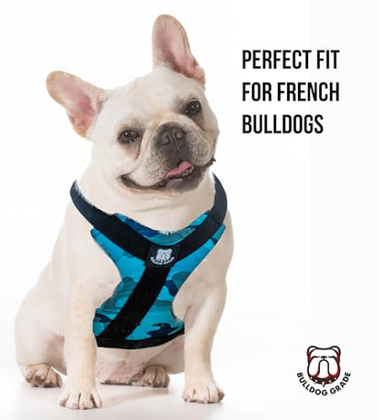 No-Pull Harness for English & French Bulldogs - Adjustable Wide-Chest Fit, Reflective Vest with Control Handle (Frisky Flowers, Small) - color: Frisky Flowers, size: Small