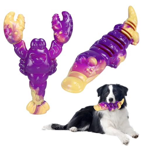 Indestructible Dog Toys for Aggressive Chewers, Tough Dog Toys for Large Dogs, Durable Dog Chew Toys to Keep Them Busy, Interactive Aggressive Chew Toys for Medium Dogs, Beef Flavor (Cro+Lob) - color: Cro+Lob