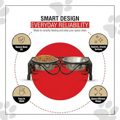 Loving Pets Elevated Dog Bowls – Raised Stainless Steel Dog Bowls with Steel Stand – Non-Skid, No Spill Feeder for Small, Medium & Large Dogs – Easy to Clean, Durable Raised Dog Feeding Station - color: Matte Black, size: 1 Pint
