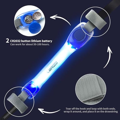 LaRoo LED Dog Collar Light, Hook & Loop Pet Safety Night Light, Glowing LED Strip for Dog Collar Leash Harness, High Visibility Waterproof Dog Lights for Night Walking Running Camping (Blue) - color: Blue