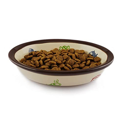 TTCAT Oval Ceramic Cat Food Bowl,Cute Dish,Small Pet Feeding Dishes for Cat,Kitten,Dishwasher Safe. - color: Oval bowl