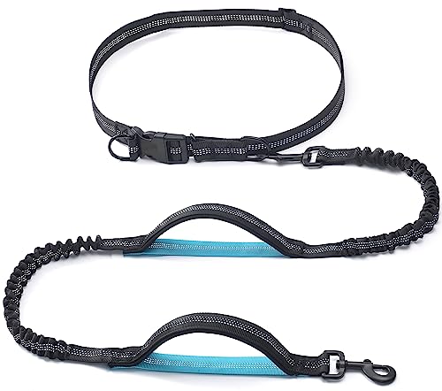 iYoShop Retractable Hands Free Dog Leash - Dual Handle Bungee Waist Leash for Small, Medium and Large Dogs (Small, 8-25 lbs, Black) - color: Black, size: Small