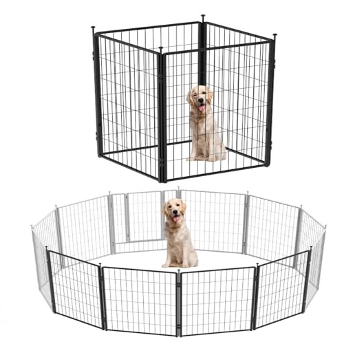 Dog Playpen Add-on 42 inch 4 Panels for Indoor & Outdoor Use – Heavy-Duty Metal Pet Fence with Ground Stakes, Rounded Ball Tops for Safety, Stable & Foldable Design, Easy to Assemble - size: 42inch, style: 4 Panels Add-on