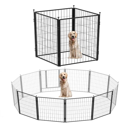 Dog Playpen Add-on 42 inch 4 Panels for Indoor & Outdoor Use – Heavy-Duty Metal Pet Fence with Ground Stakes, Rounded Ball Tops for Safety, Stable & Foldable Design, Easy to Assemble - size: 42inch, style: 4 Panels Add-on