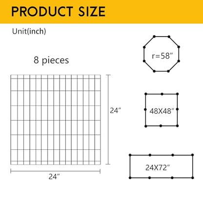 FDW 24 Inch Dog Pen 8 Panel Dog Playpen Indoor Outdoor Metal Puppy Pet Fence Portable Folding Animal Exercise Fence,Black
