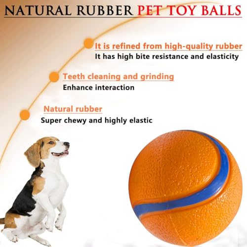Dog Toy Ball,Rubber Sound-Producing Toy Ball, with a Groove Design That is Resistant to Bites, Has a High Bounce, Dog Training Interactive Pet Toy, Relieving Pet Anxiety,Pack of 2 - color: Yellow, size: Small/Large
