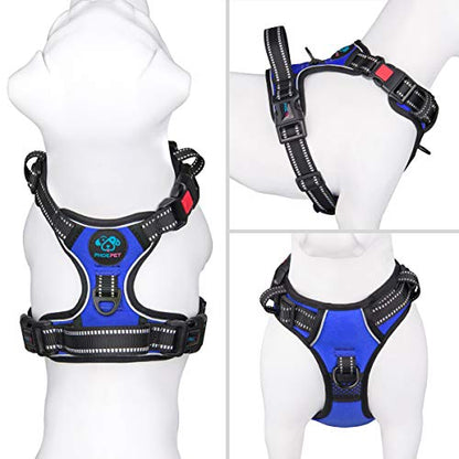 PHOEPET No Pull Dog Harness Medium Reflective Front Clip Vest with Handle,Adjustable 2 Metal Rings 3 Buckles,[Easy to Put on & Take Off](XS, Royal Blue) - color: Royal Blue, size: Extra Small