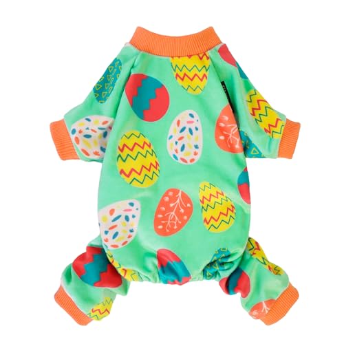 Fitwarm Easter Egg Dog Pajamas, Holiday Dog Clothes for Small Dogs Girl Boy, Pet Easter Outfit, Puppy Cat Onesie, Lightweight Velvet, Light Green, Orange, XXL - color: Easter Egg, size: XX-Large