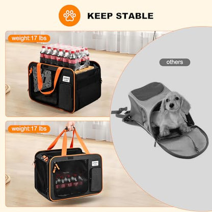 pidipiti 20 x 14 x 14 inches Expandable pet Carrier for 1 Large cat Under 25 lbs,2 Medium Cats 20 lbs+,cat Crate/Bag for Short Trip/Long Distance car Travel - size: Large(expandable)
