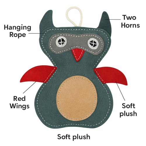 Natural Suede Leather Owl Chew Toy for Dogs & Puppies | Durable and Fun Interactive Toy | Supports Healthy Chewing and Daily Play | Soft Texture for Gentle Teeth - style: Owl Shape