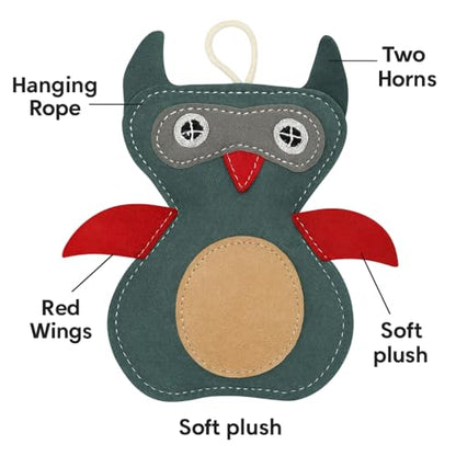 Natural Suede Leather Owl Chew Toy for Dogs & Puppies | Durable and Fun Interactive Toy | Supports Healthy Chewing and Daily Play | Soft Texture for Gentle Teeth - style: Owl Shape