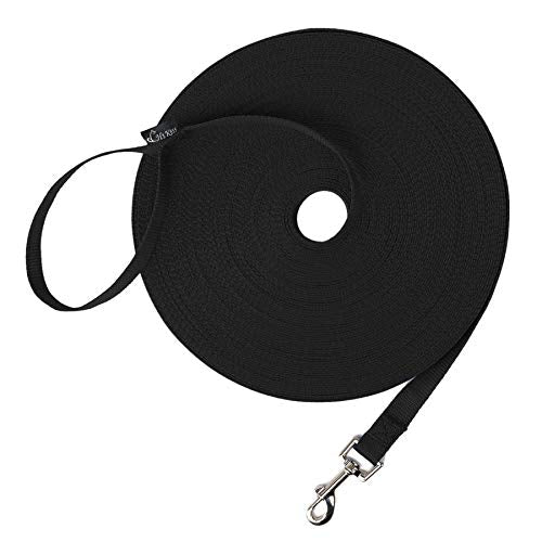 Hi Kiss Dog/Puppy Obedience Recall Training Agility Lead/ Leash - 15ft 20ft 30ft 50ft 100ft - Great for Play, Camping, or Backyard - Black - color: Black, size: 15 Feet