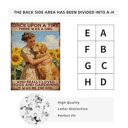 1000 Pieces Jigsaw Puzzles for Adults, Girl Loves Dogs & Gardening Golden Retriever Art Puzzle, Stress Relief Brain Teaser Gift 29.5x19.7 Inch - color: Wooden Puzzle15, size: 1000 Piece pcs