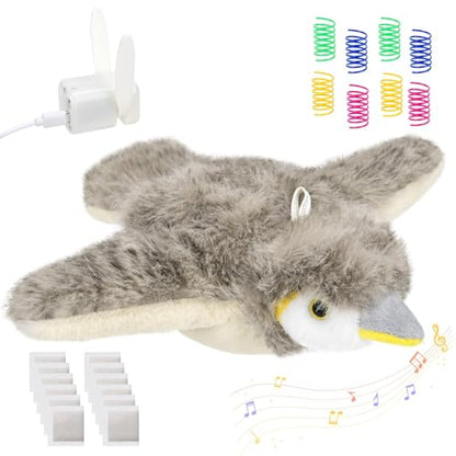 Cat Toys, Flapping Bird Cat Toy(No Flying), Interactive Catnip Toy with Catnip Bags, Chirping Noise Enrichment Moving Wings Dog Cat Kitten Toys, Flappy Flying Pets Toy for Indoor(Oriole) (A3) - color: A3
