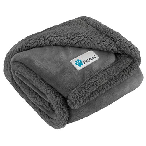 PetAmi Dog Blanket for Small Medium Dogs, Pet Bed Blanket Cat Puppy Kitten, Fleece Furniture Couch Cover Protector Sofa Car, Soft Sherpa Dog Throw Plush Reversible Washable, Mini 29x40 Solid Dark Gray - color: Gray/Gray Sherpa, size: Medium - 29 X 40 Inch
