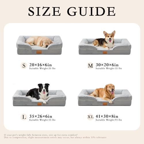 Orthopedic Memory Foam X-Large Dog Bed,Waterproof Small Pet Beds,Washable Removable Cover Dog Couch,Support for Joint Pain. (Grey, X-Large) - size: X-Large