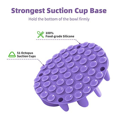 Jaoul Slow Feeder Dog Bowls Insert, Puzzle Slow Feeder with 51 Octopus Suction Cups for Medium Large Size Dog Bowls Over 6.5" Wide (Purple) - color: Purple, size: Large(5.5 inch)