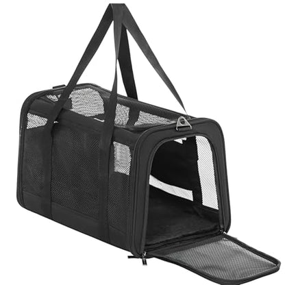 Airline Approved Cat Carrier, Soft-Sided Collapsible Pet Carrier for Travel, 3 Carrying Ways, Lightweight and Ventilation on 5 Sides, Escape Proof, with Soft Fleece Pad - color: Z-Black, size: Medium