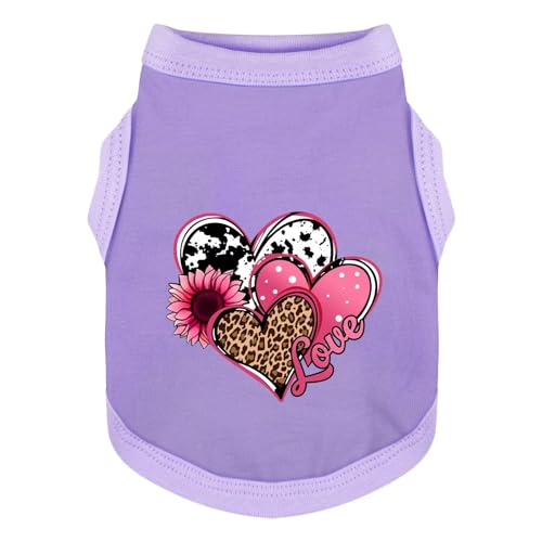 Discover Cozy Cotton Canine Wear: Soft, Lightweight, and Breathable Dog Shirt Vest with Eye-Catching Graphics (Hearts and Love), Keeping Your Furry Friend Comfy! Purple XS - color: Purple, size: XS-(2~6lb) | Back(~9.8")
