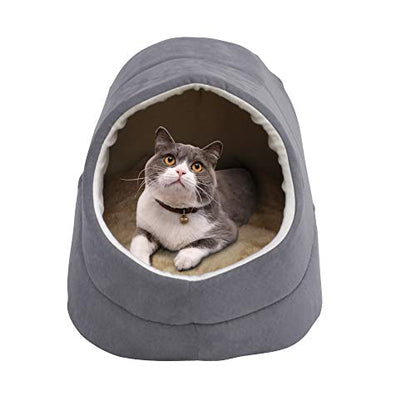 4 in 1 Self Warming Burrow Cat Bed, Pet Hideway Sleeping Cuddle Cave (Grey-2) - color: Grey-2